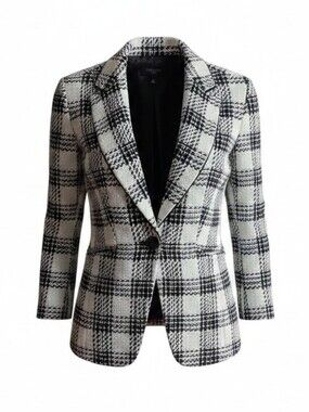 Talbots Black & White Plaid Single-Button Blazer